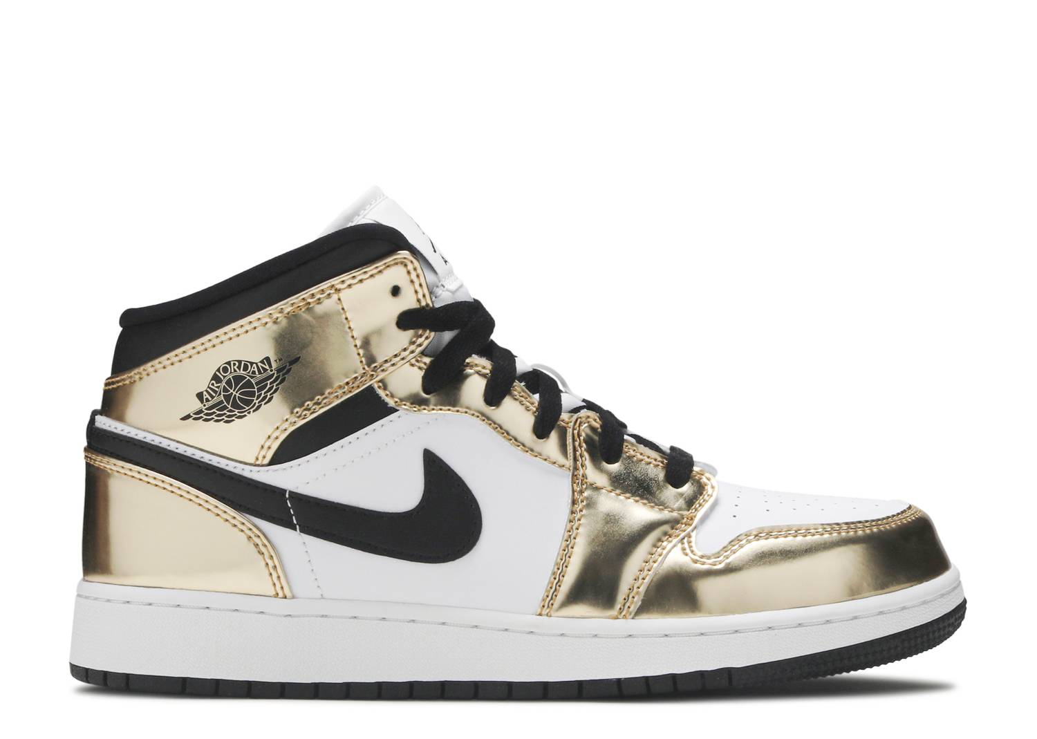 Nike Air Jordan 1 Mid Metallic Gold Black White (GS)