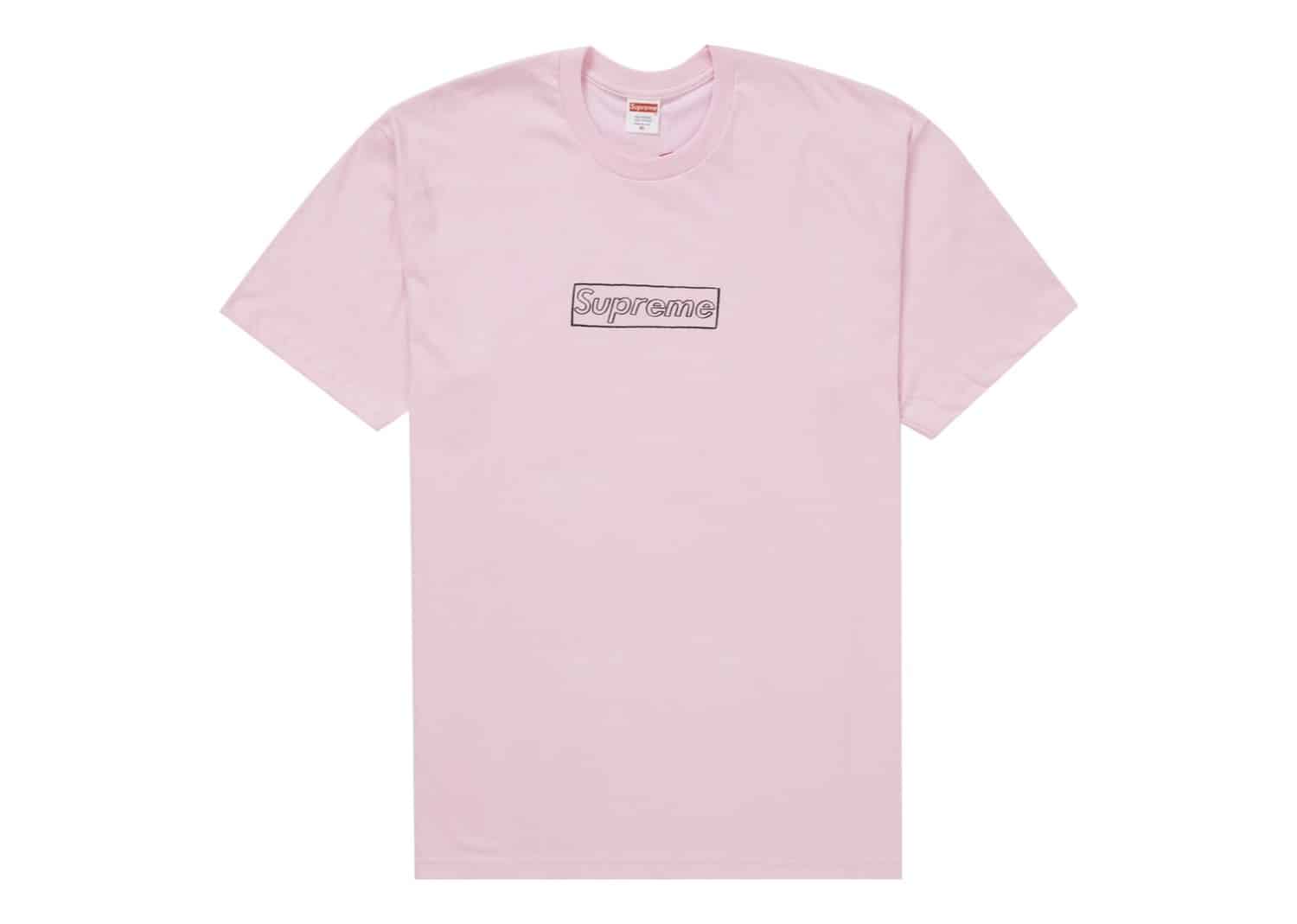 Supreme KAWS Chalk Logo Tee Light Pink SS21T7