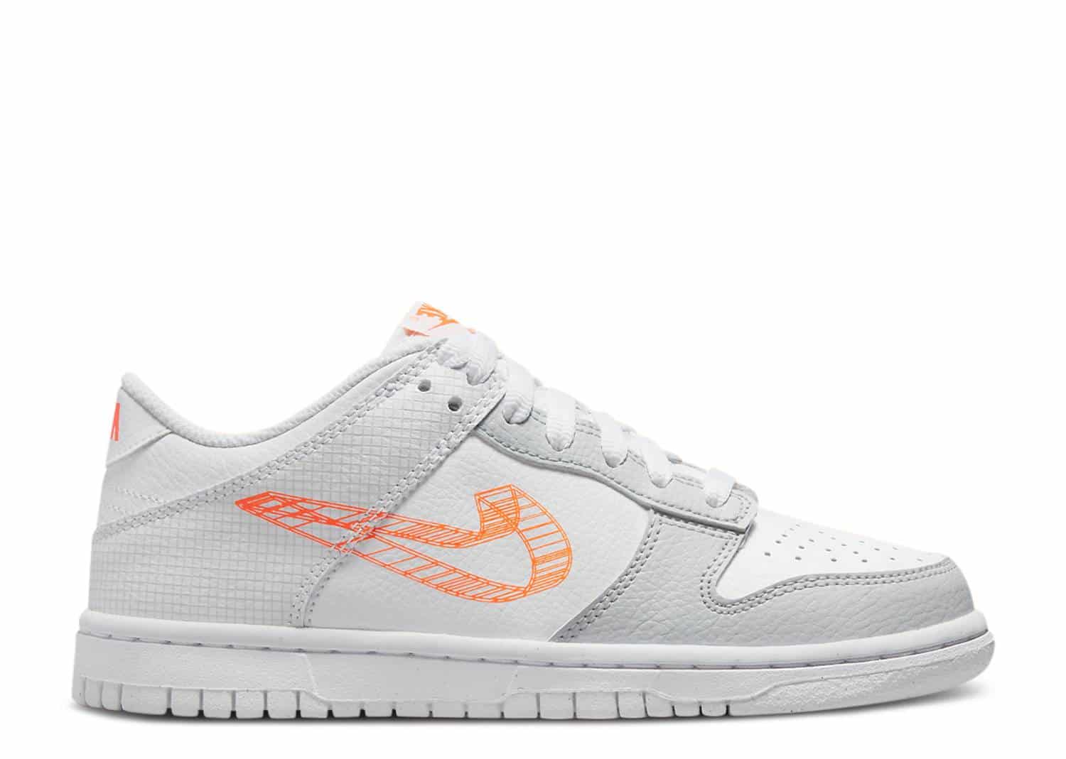 Nike Dunk Low SE 3D Swoosh Pure Platinum Total Orange (GS) DR0171-100