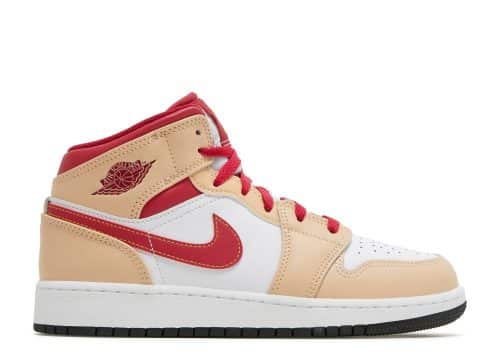 Nike Air Jordan 1 Mid Light Curry Cardinal (GS) 554725-201
